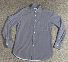 Dan Roma Button Up Shirt Men's Size Medium Blue Polka Dot Made In Italy