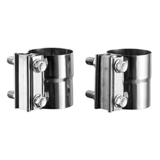 2PCS Stainless Steel 2.25" Lap Joint Exhaust Band Clamp For Muffler Pipe