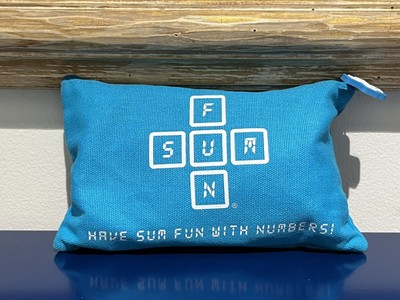 Sum Fun With Numbers Educational Family Game Blue White Plastic Tiles Zip Pouch