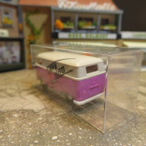 Brekina H0 1:87 VW 1b Cafe Hag Kaffee Coffeinfrei lila weiß neu Klarsichtschacht - Picture 5 of 5