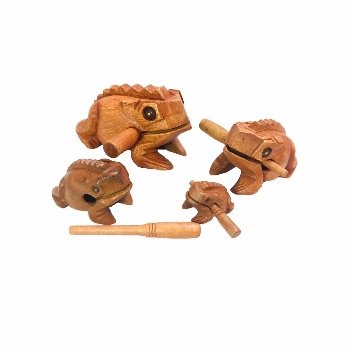 Frog Guiro Musical Percussion Instrument Wooden Hand Carved Fair