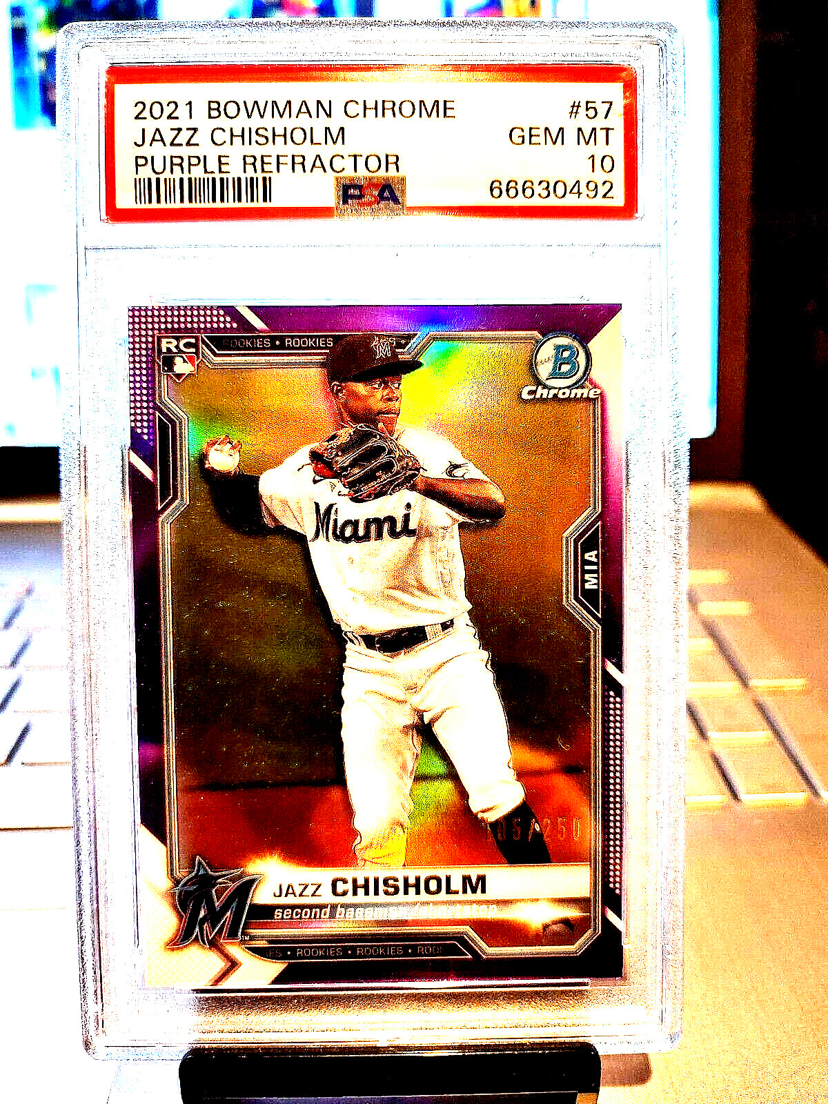 2021 JAZZ CHILSOM #105/250 BOWMAN CHROME PURPLE REFRACTOR GEM MT 10 5 TOOL POP-2
