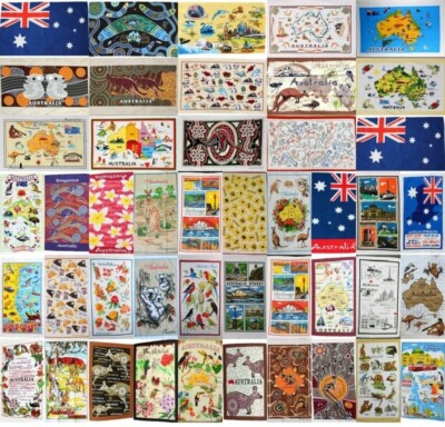 Australia Australian Souvenir Tea Towels 100% Cotton Linen Weave Flag Map Gift
