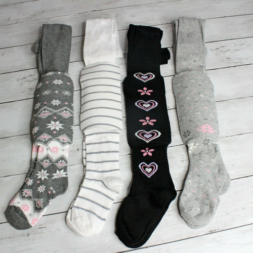 Trimfit Girl's Knit Tights Youth Size 4-6 Black Gray Pink White - Picture 2 of 13