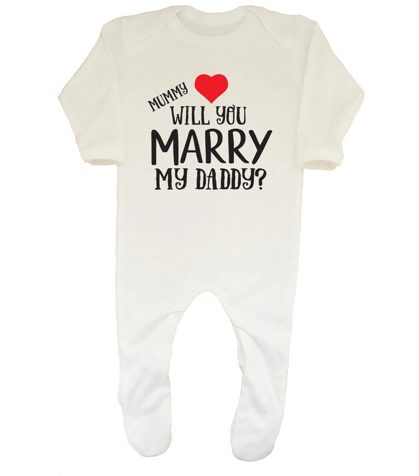BABY ORIGINALS Mummy Will You Marry my Daddy? Girls Boys Sleepsuit Romper