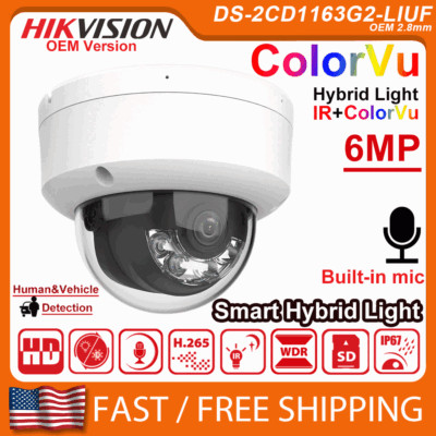 Hikvision OEM DS-2CD1163G2-LIUF 6MP ColorVu Security IP Camera hybrid light IP67