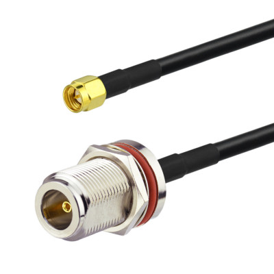 SMA Male to N Female Bulkhead RG58 Adapter Cable 3 FT for WiFi Antenna