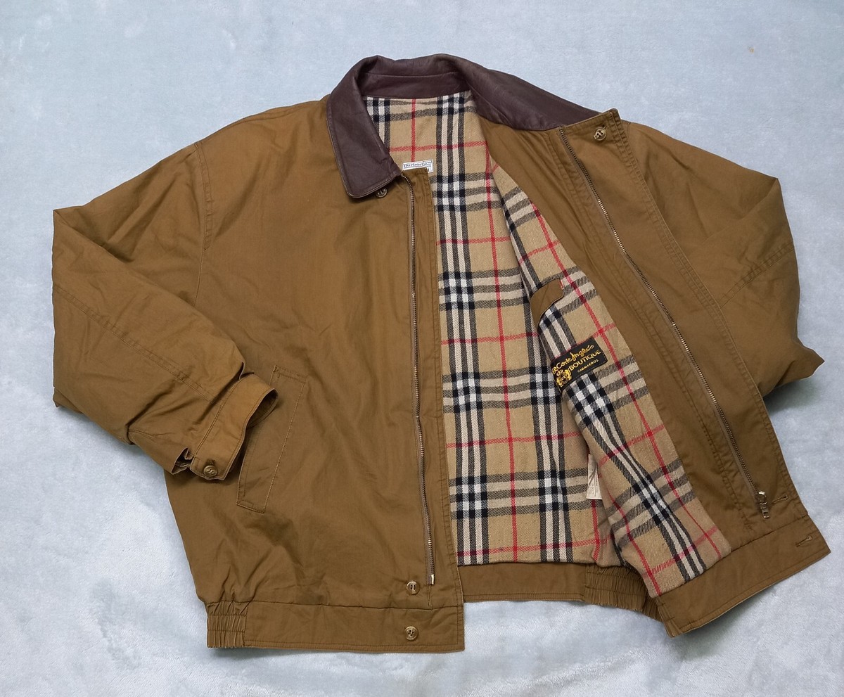 VINTAGE BURBERRY 80s Cotton Bomber Jacket Wool Lined Nova VINTAGE BURBERRY 80s Cotton Bomber Jacket Wool Lined Nova