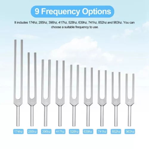 9x Solfeggio Tuning Fork Set with Voice Box for Yoga DNA Healing Sound Therapy - Picture 5 of 15
