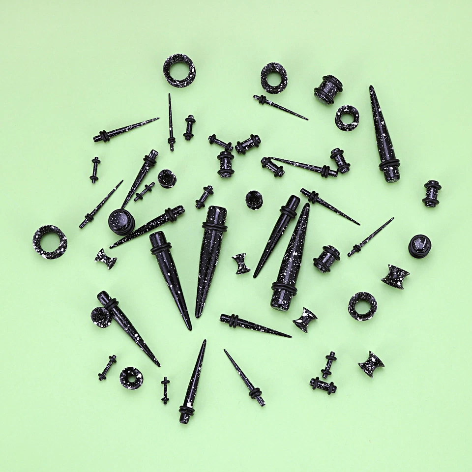 Kits de medidores de estiramiento de orejas 50 piezas túneles de silicona conos de acrílico tapones expansores Foto 4 de 4