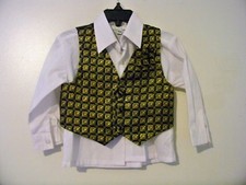 Toddler Boys White Shirt Vest Set Size 18 Months EUC