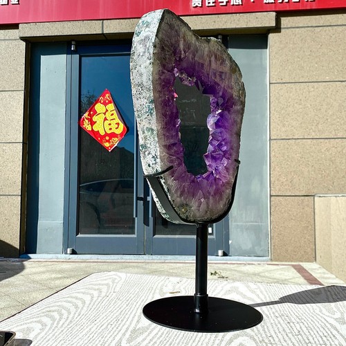 10.82LB Natural Amethyst Cave Crystal Slice Crescent shaped Hand Cut Repai - 第 10/14 張圖片