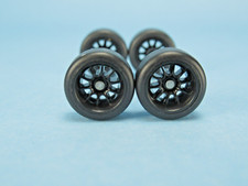1/64 Wheels 1/64 Wheel and Tire Set Real Riders 10-Spoke Style Black V-86
