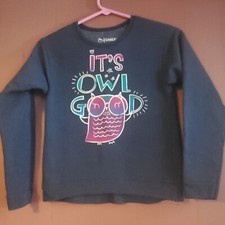 Hanes Girl's Large 10/12 Navy Blue Pullover Sweatshirt "It's Owl Good"