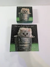 FEELING A LITTLE PAIL? Springbok Mini Puzzle Kitten In Bucket Looking Not Pale