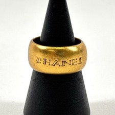 Anello CHANEL COCO CC logo Vintage Wide Band Accessorio UK6 Autentico GIAPPON...