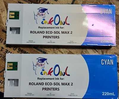 220ml InkOwl CYAN Compatible Cartridge for Roland ECO-SOL MAX 2 (WRO-EM2-220C)