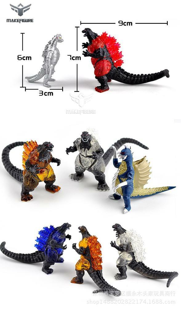 Godzilla Figures Set of 10 about 2 1/2 inches tall US Seller! Free