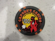 $100 Capone's Casino Chip Black + FREE Las Vegas Mystery Poker Chip Mob Gangster
