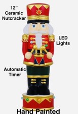 Hand Painted 12" Ceramic Nutcracker LED Lighted Holiday Christmas Decor Display