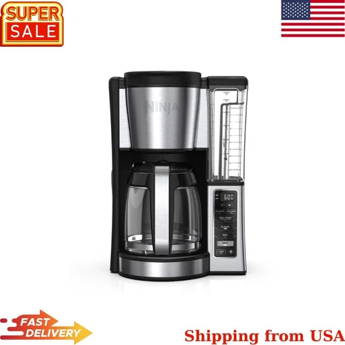 Ninja 12-Cup Stainless Steel Coffee Maker, Glass Carafe, CE250