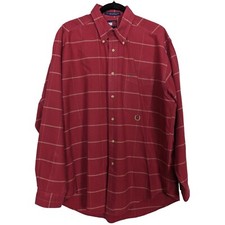 Vintage Tommy Hilfiger long sleeve plaid red mens button down shirt size L
