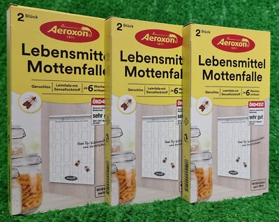 3x2 Aeroxon Lebensmittel Mottenfalle (6 Stück) Lockstoff Klebefalle Versand0 