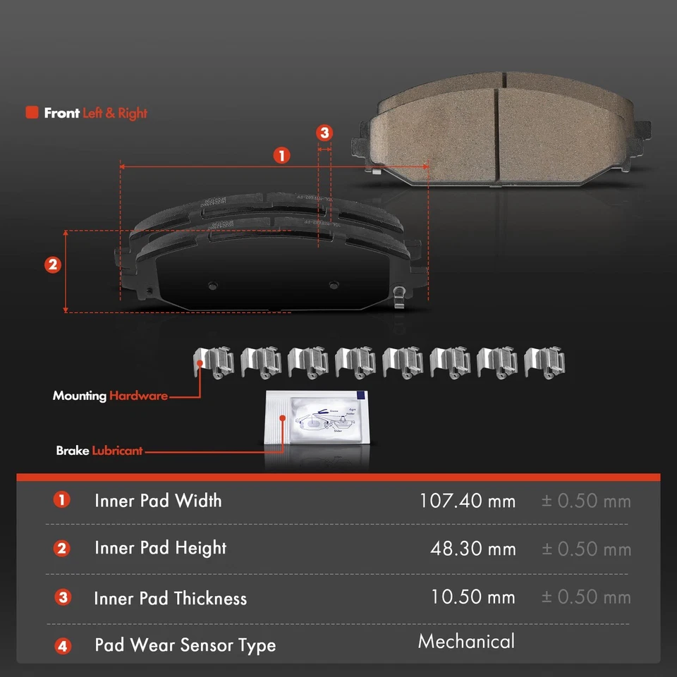 8x Front & Rear Side Ceramic Brake Pad for Jeep Wagoneer 2022 Ram 1500 2019-2022 - Image 3 of 4