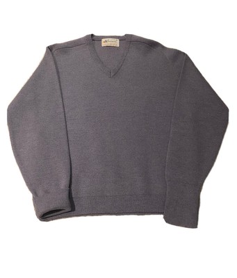 Pull homme vintage Warren gris tricot col V taille M
