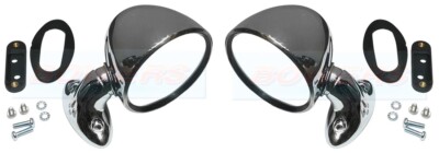 Pair of Classic Mini GP Bullet Domed Style Chrome Stainless Steel Door Mirrors