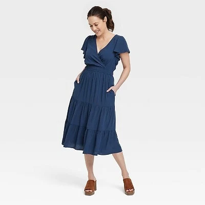 Women s Flutter Short Sleeve Tiered A Line Dress Knox Rose