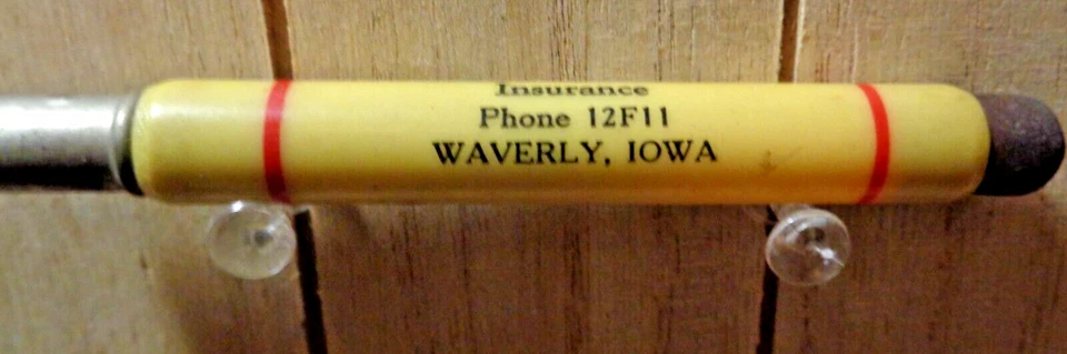 Lápiz bala de celuloide vintage - Otto Walther - seguro - Waverley, Iowa Foto 2 de 2