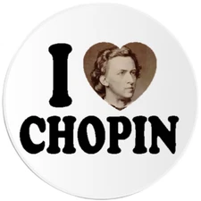 I Love Chopin - Circle Sticker Decal 3 Inch - Frederic Classical Composer