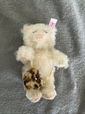 Limited Edition Steiff 2007 Teddy b.13 Weiss 01825 White With Leopard Print Bag