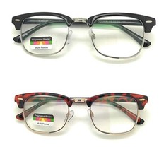 Clubmaster Multi Focus Progressive Reading Glasses 3 Power Strengths in 1 Reader