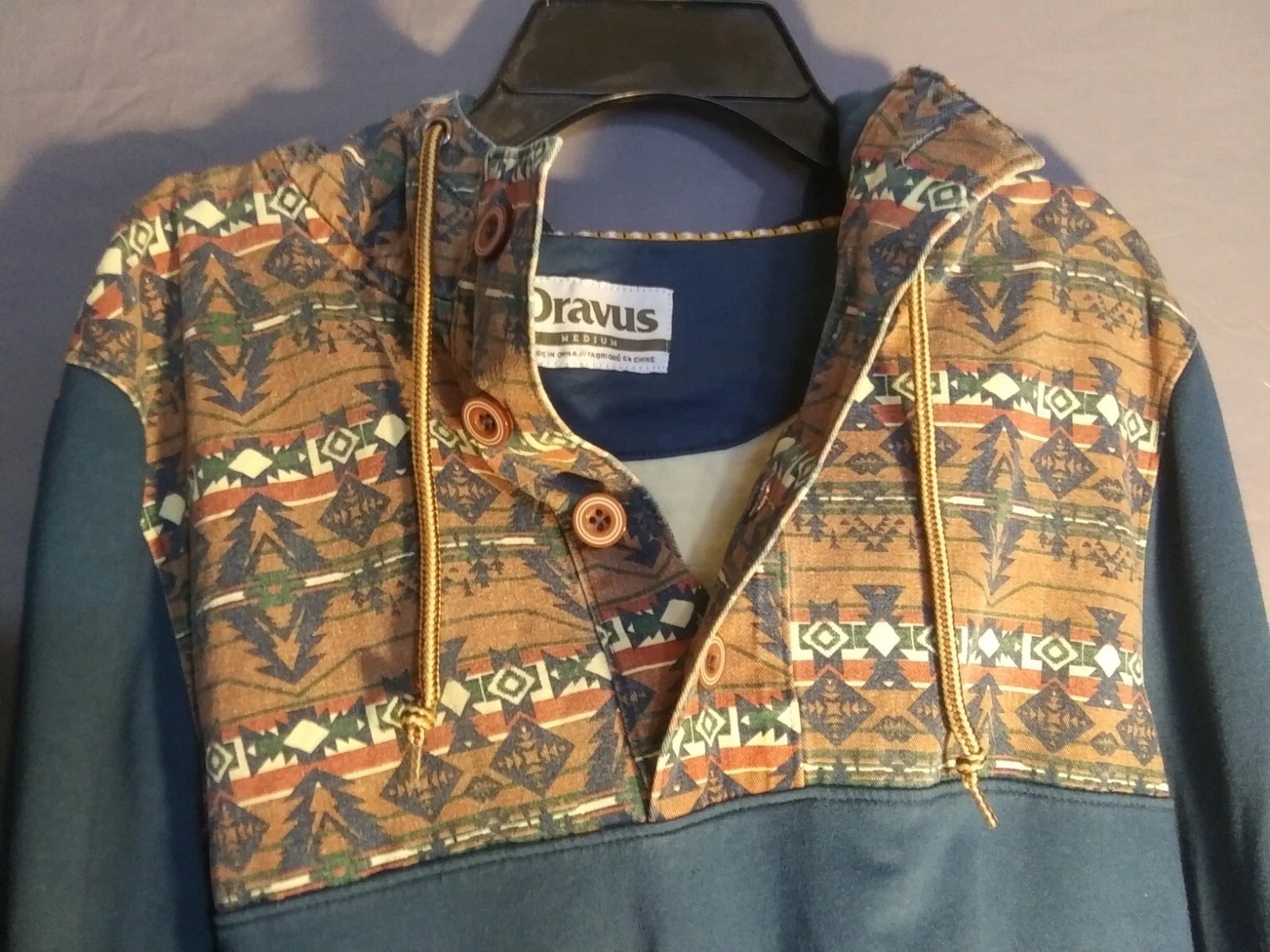 VETEMENTS Dravus Felpa con Cappuccio Pullover 1 4 Bottone Verde Coulisse Uomo Med.