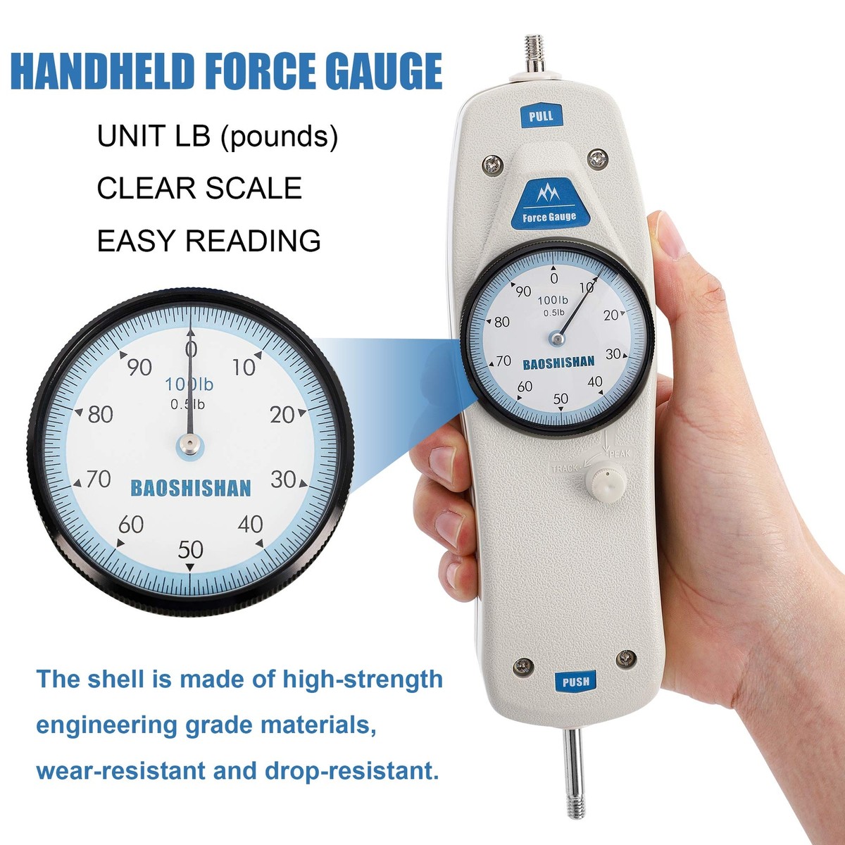 Test Bench BAOSHISHAN 100lb Push Pull Force Gauge Tester - With