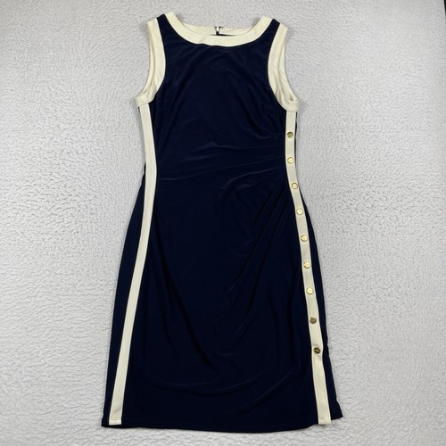 Lauren Ralph Lauren Kleid Damen 10 Navy Creme Preppy Luxus Corporate Work LRL