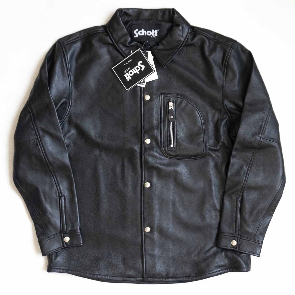 SCHOTT [D Pocket Sheepskin Leather Coach Jacket] XL Black | eBay