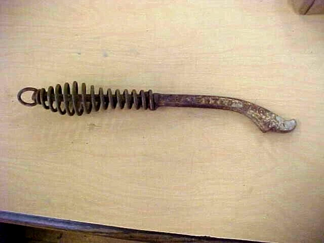 Patented Antique Cast Iron LID Lifter Coil Handle for Wood/Coal Stove Universal