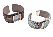 Pair of Kessaris Fabric Cuff Watches 13171 & 13177 with NEW BATTs