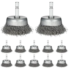 10 Pcs Wire Cup Brush for Drill Abrasive 2" Wire Wheel Brush 1/4 Inch Hex Shank,