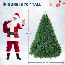 6ft Christmas Tree Pre-Lit Artificial Green w/ 750 PVC Branch Tip Full Dense