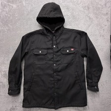 Wrangler Jacket Mens L Black Military Canvas Hooded Lined Pockets Insulated