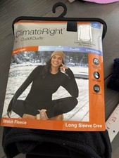 NWT Womens 2XL Climate Right by Cuddl Duds Black Plush Warmth L/S Crew Shirt E25
