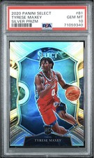 2020 Panini Select Concourse Tyrese Maxey RC Rookie Silver Prizm PSA 10 #81