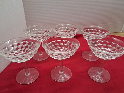 SET of 6 Fostoria AMERICAN SHERBET CHAMPAGNE 4 1/2  EX COND T86