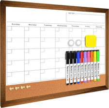 Dry Erase Monthly Calendar Board for Wall, 17"X13" Hanging Board, Magnetic White