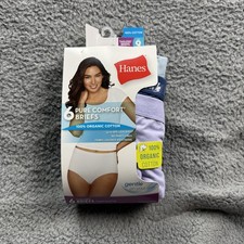 Hanes Pure Comfort Briefs Womens 8 XL 6 Pack 100 Organic Cotton Tagless Multi
