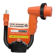 Overload Protection RV 30 Amp to 110 Adapter Cord with Circuit Breaker, 15